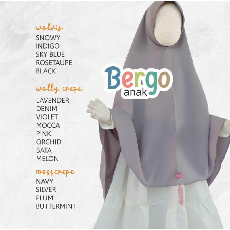 Bergo Jilbab Khimar Anak Pet antem by Al hauraa kids