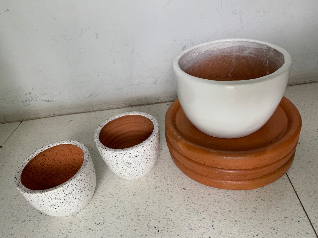 Pot Putih Corak, Pot Hitam Corak, Pot Motif, Pot Bintik, Pot Putih Dan Hitam, Pot Gerabah