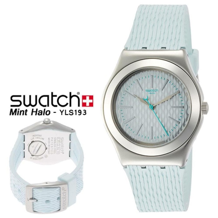 Swatch Analog Jam Tangan Karet Unisex YLS193 MINT HALO Original