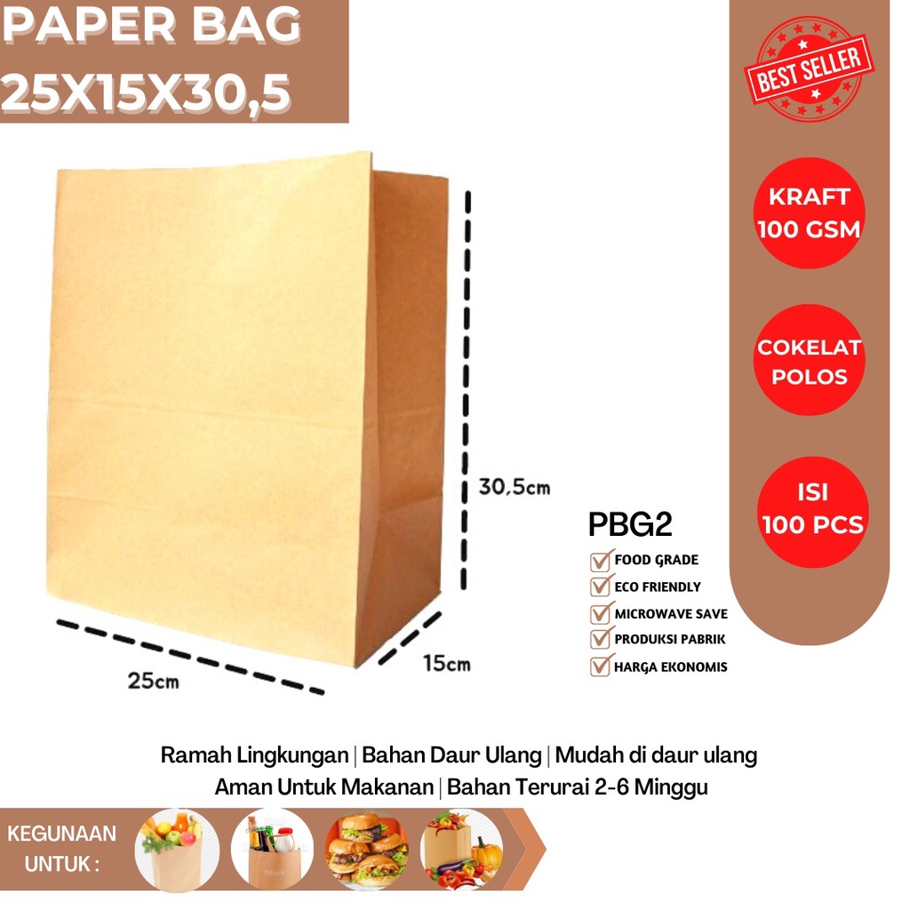 Paper Bag Roti Goodie Bag Tas Belanja  (PBG2-Size-25X15X30.5)