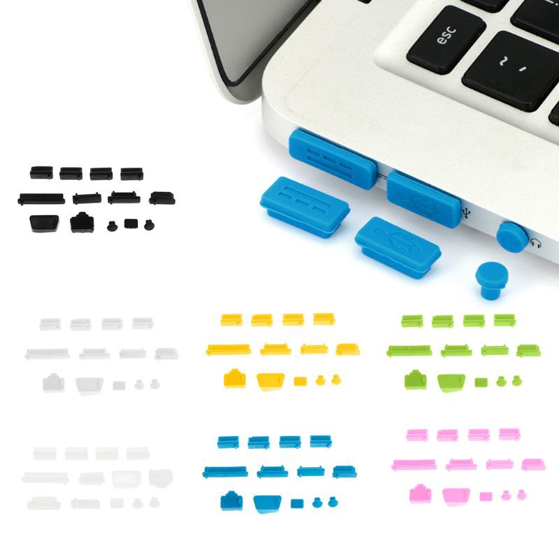 zzz 13PCS Anti-Dust Plugs Soft Silicone Data Port USB Protector Set Laptop Jacks Dustproof Cover Stopper Cover PC Computer Notebook Accessories