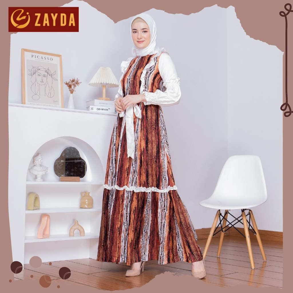 GAMIS ZAYDA ZG82 BROWN ORIGINAL BY ZAYDA MOSLEM WEAR PAKAIAN MUSLIM WANITA DEWASA TRENDY ELEGAN