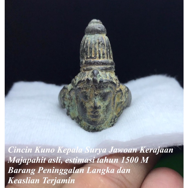 Cincin Kuno Surya Kepala Jowoan Majapahit 1500M Asli
