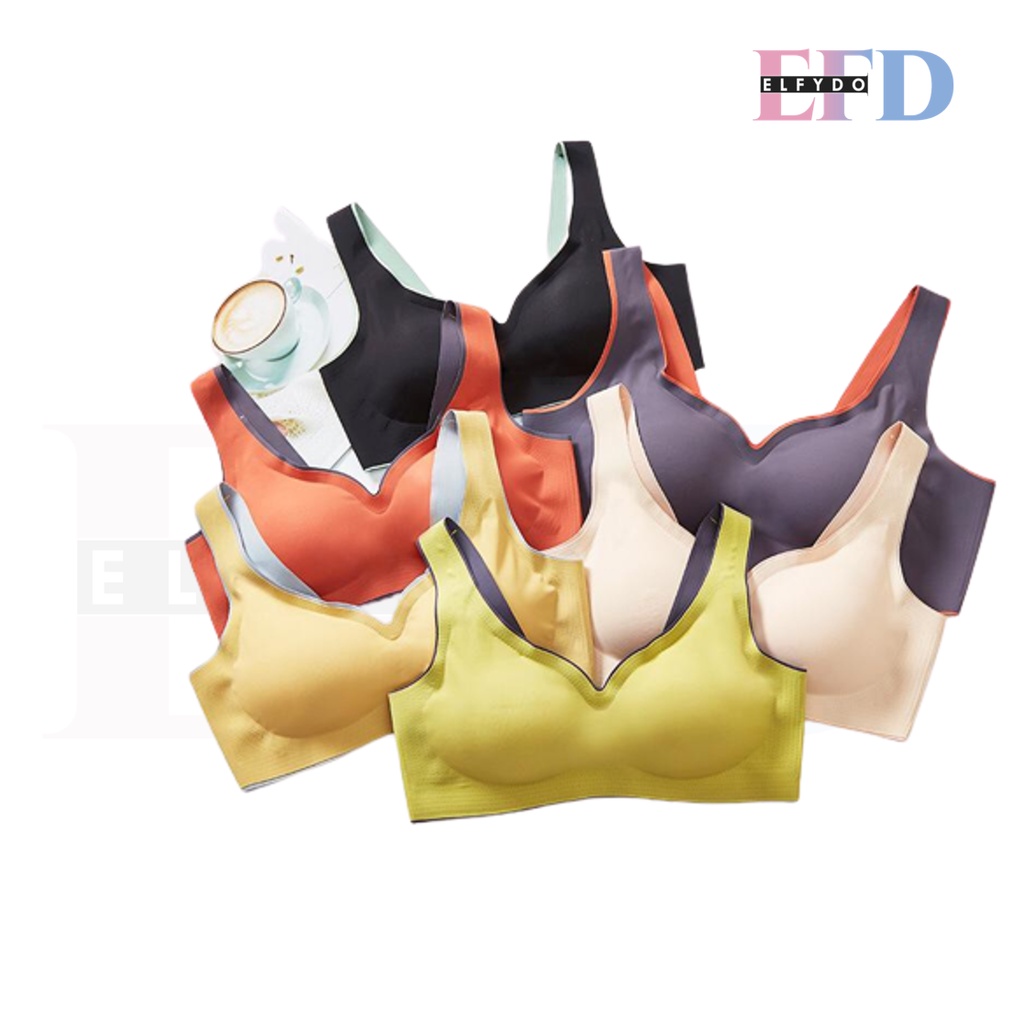 ELFYDO  BRA543 Pakaian Dalam Wanita Bra Tanpa Kawat Sport Bra Gym Push Up Bra Wanita