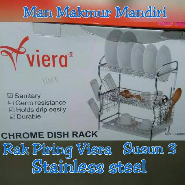 Rak Piring Bistro Susun 3 Stainless Steel Shopee Indonesia