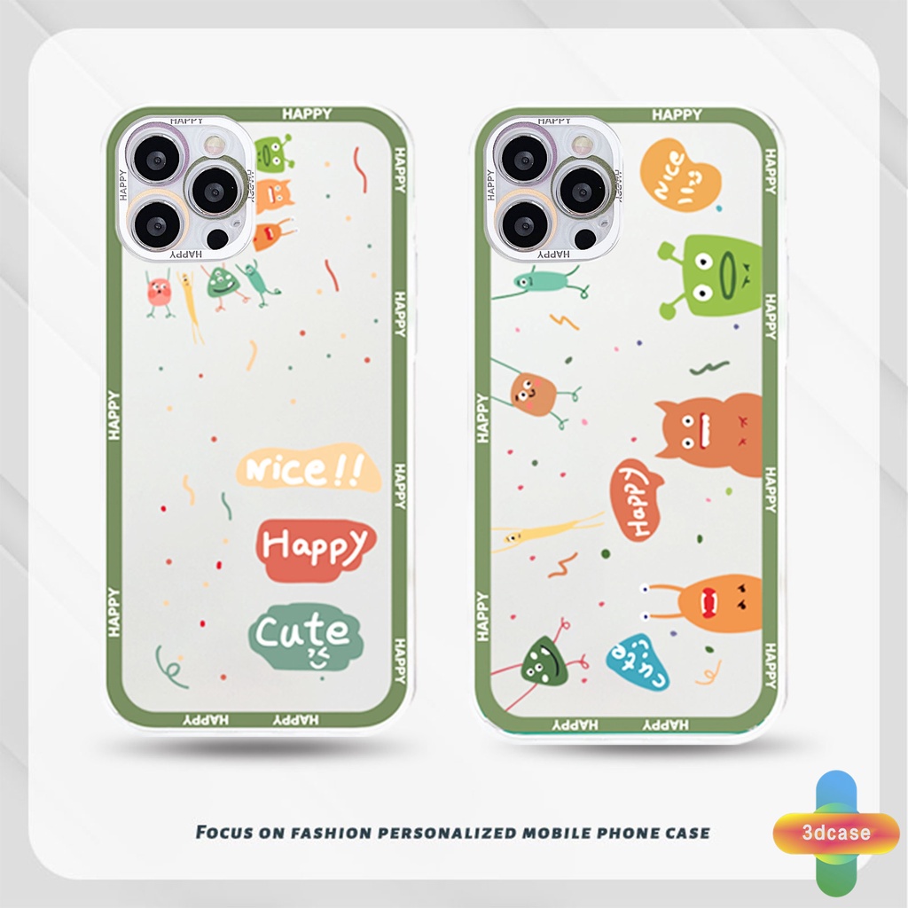 Casing Soft Case Compatible For IPhone 7 Plus 11 6 6S 8 Plus XR 11 12 13 PRO MAX 11 12 13 mini X XS MAX Se 2020 6SPlus 7Plus 6Plus 8Plus XSMAX A15 A16 A9 A5 A7 A5S Y12 Y20 Y15S A12 A03 Cute Cartoon Monster Transparent Phone Case