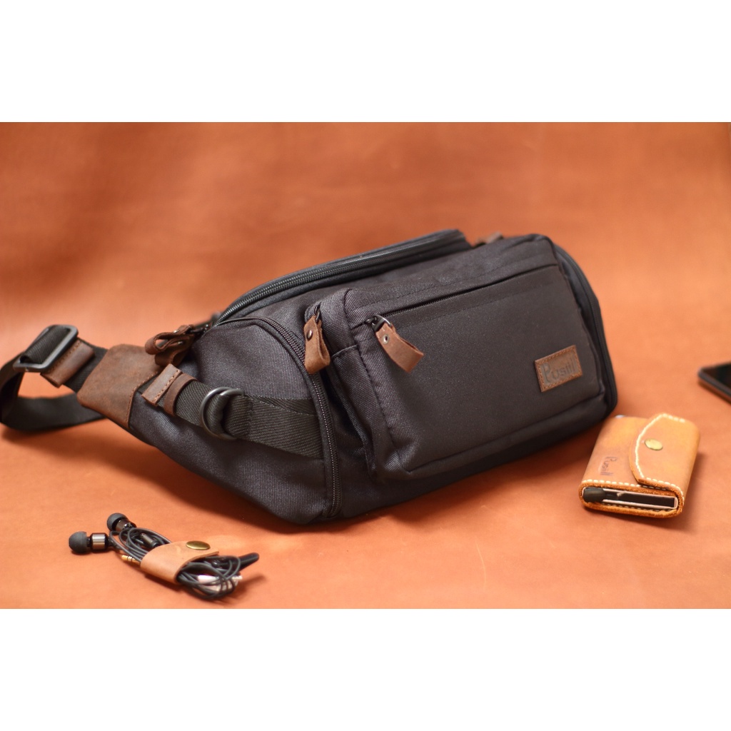 Waistbag Pusiill/Waistbag kulit asli+Cordura/Tas Selempang Pria&Wanita