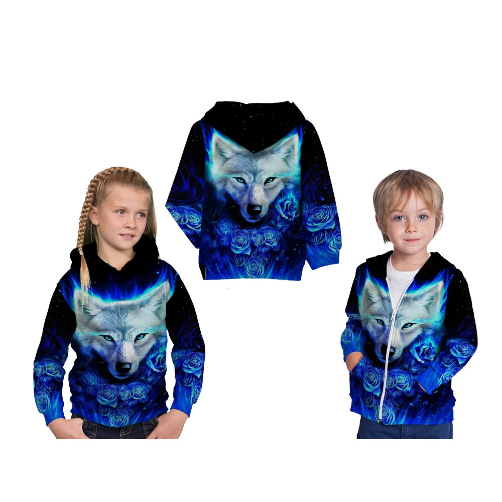 Jaket Hoodie Zipper Anak 3D Fullprint New Design Space Wolf Art 8