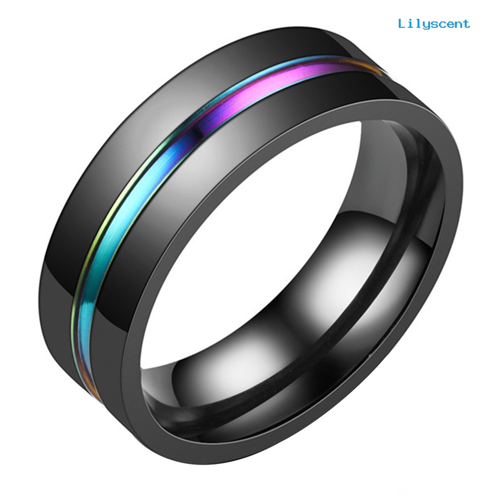 Lilyscent Fashion Unisex Dual Color Thin Multicolor Line-Inside Band Finger Ring Jewelry