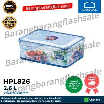 Lock n Lock Food Container 2.6L HPL826 HPL826C W/ Divider Wadah makanan kotak bekal