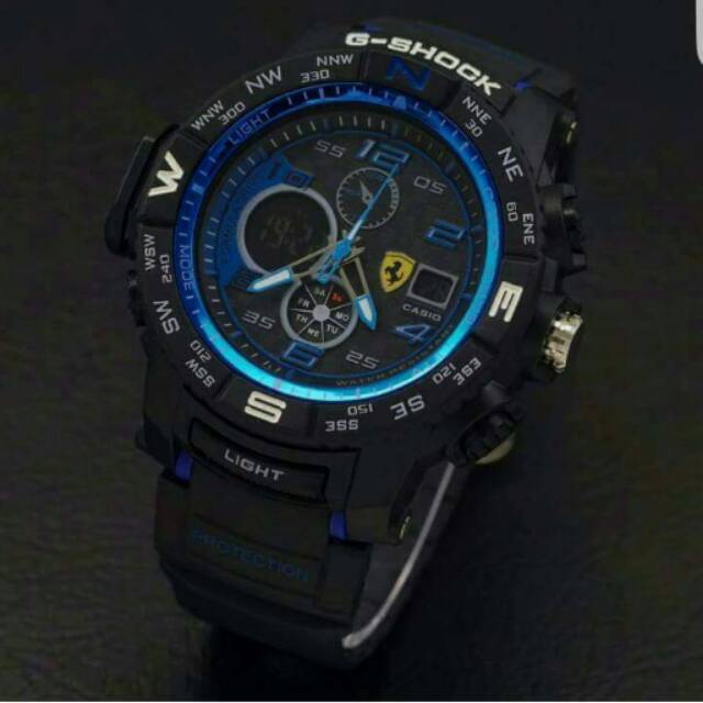 JAM TANGAN CASIO G-SHOCK FERARRI BLACK BLUE KW SUPER