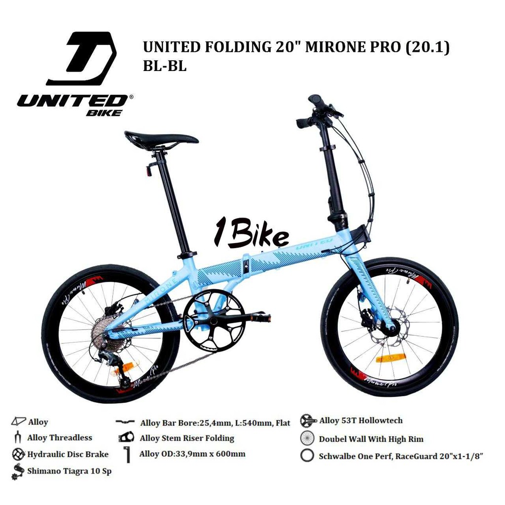 Sepeda Lipat United MIRONE PRO 10 Speed Hidrolik 20 Inch