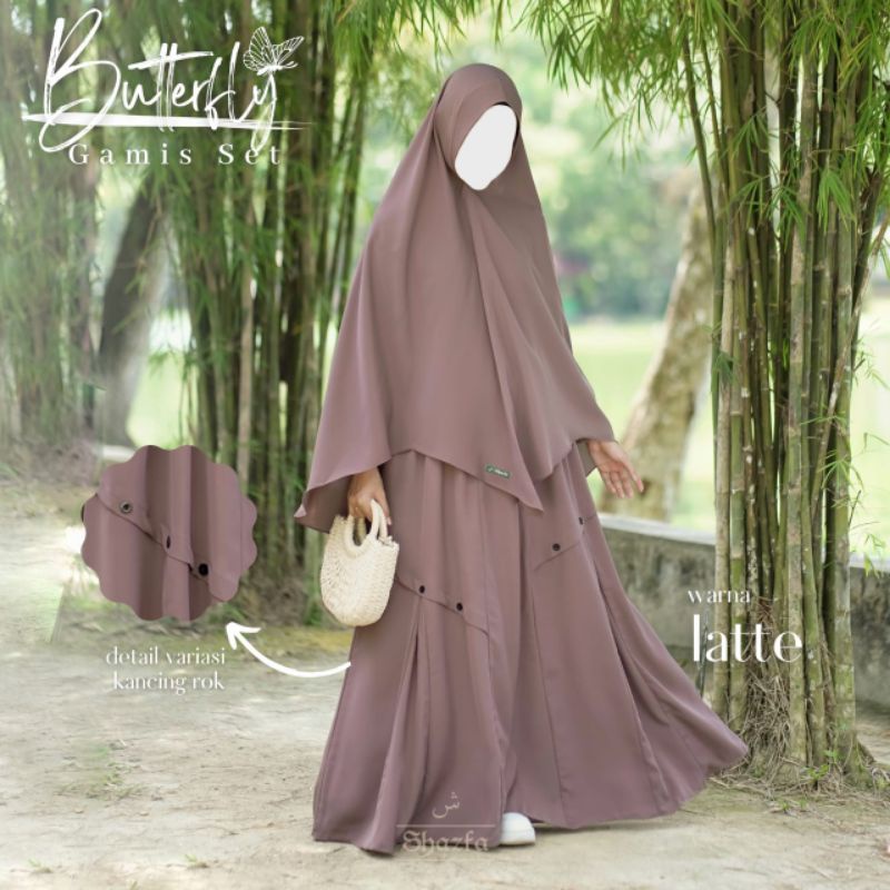 Ready Gamis Set Butterfly by Shazfa Hijab | Shazfa hijab syari | gamis butterfly