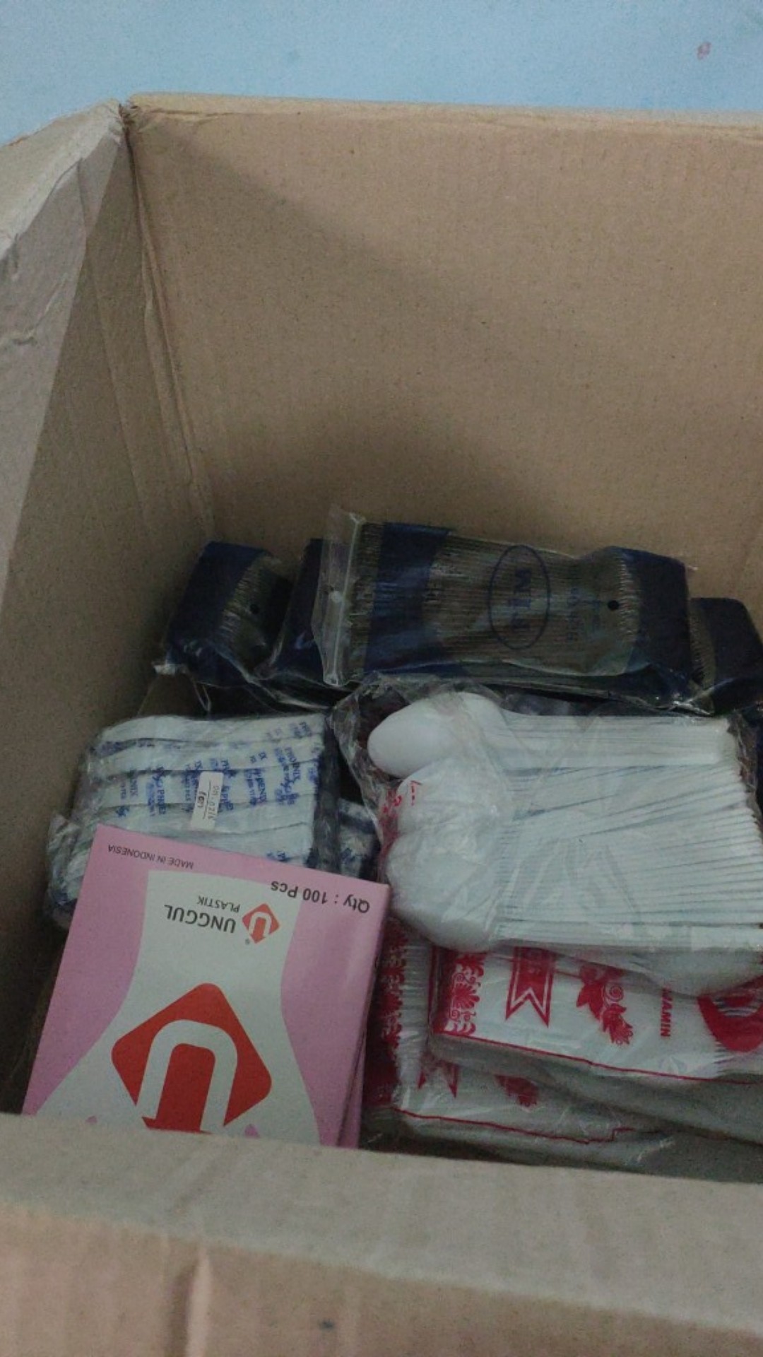 Spork / Sendok Garpu / Half Fork Hitam Merek Fim Isi 25 Pcs (setengah Sendok Setengah Garpu)