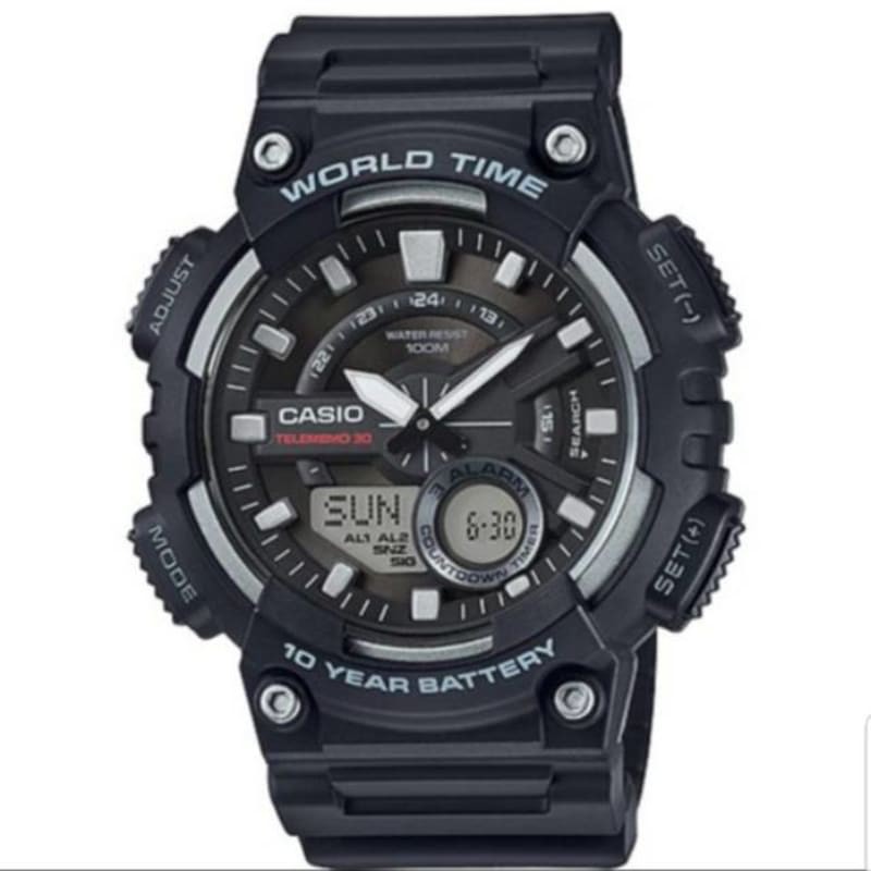 Casio original AEQ110W/AEQ110W-1AVDF Jam tangan pria dual time