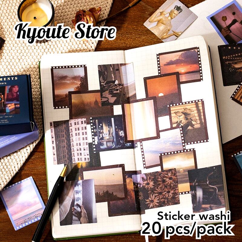 

20 pcs Sticker Paper Washi Retro Vintage Film Scrapbook DIY Bujo Journal Decoration