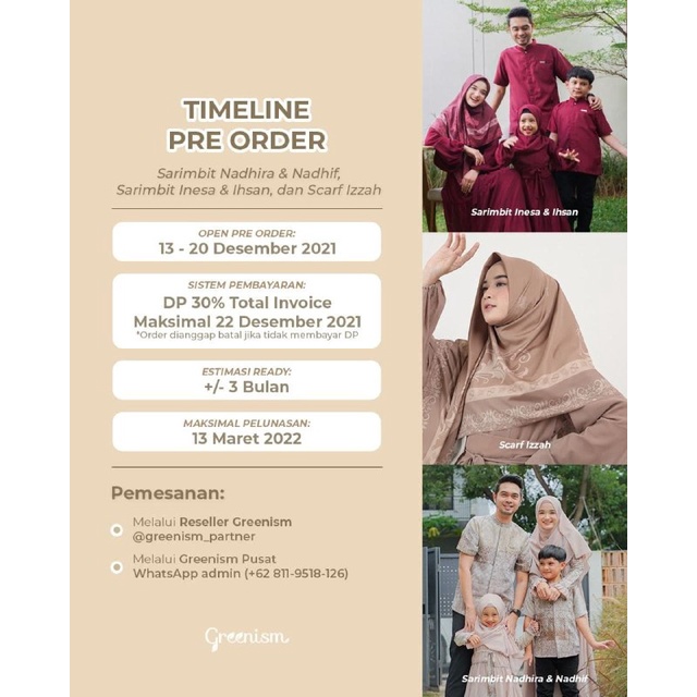 OPEN PO SARIMBIT INESA DRESS & KOKO IHSAN BY GREENISM (Pre Order) | Sarimbit Polos Greenism Lebaran 