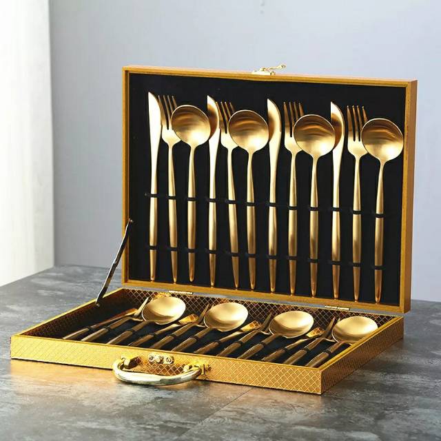 SENDOK PREMIUM Box GOLD Cultery Dinner Set