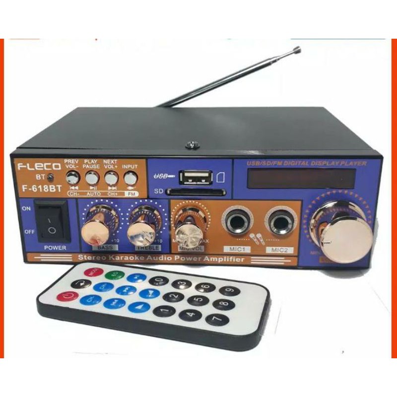 Amplifier FLECO F-618BT Bluetooth strereo karaoke + Mp3 player + FM Radio