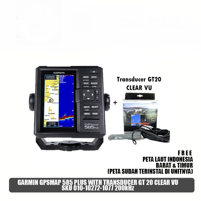 GARMIN GPSMAP 585 PLUS WITH TRANSDUCER GT 20 CLEAR VU SKU 010-10272-10