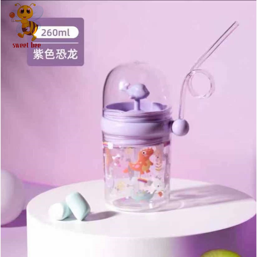 Botol Minum Anak unik Air Mancur Ikan Paus Lumba-Lumba/kincir Sedotan 260ML sweetbee-6
