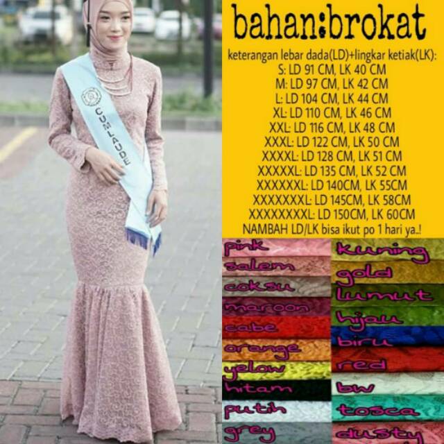 Maxi dress longdress gamis brukat mermaid duyung jumbo bigsize murah ld 150