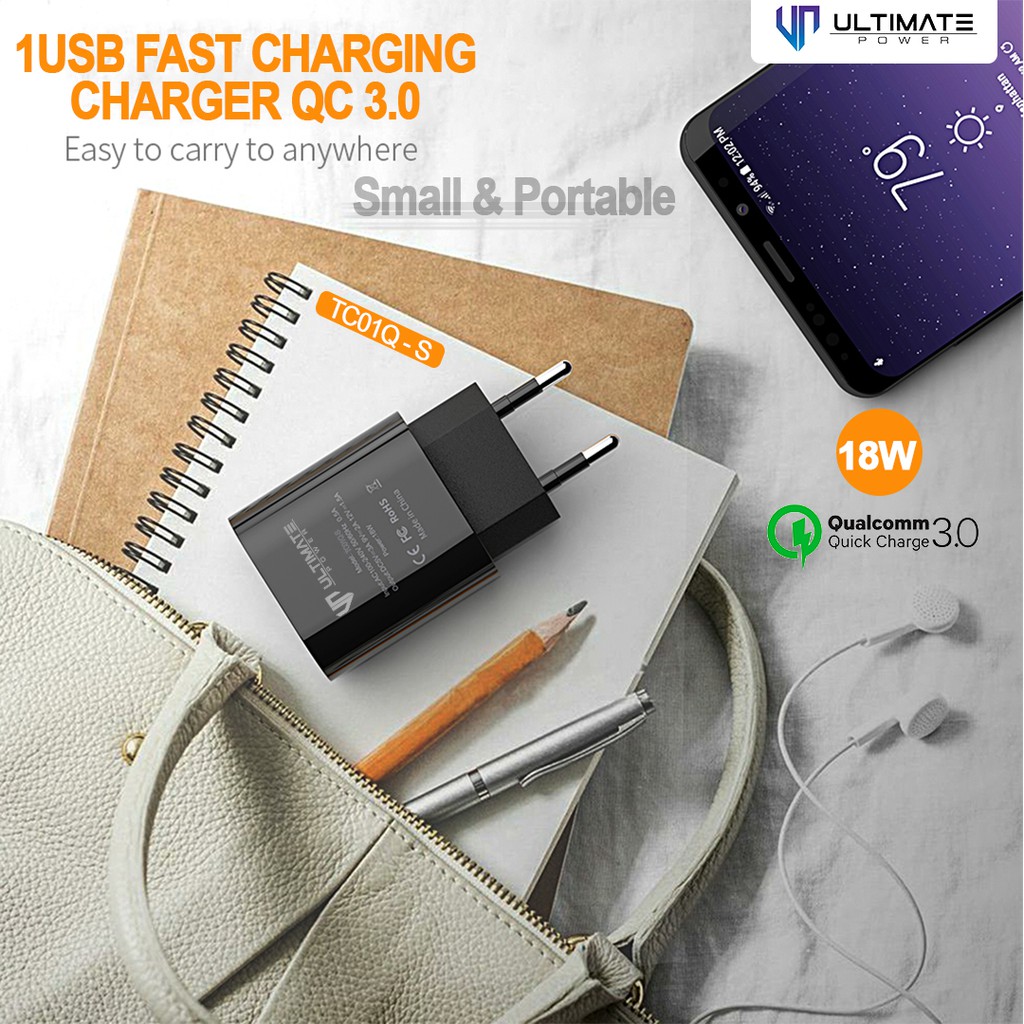 Kepala Charger Fast Charging Charger QC 3.0 Ultimate Power TC01Q-S 1USB Original100%