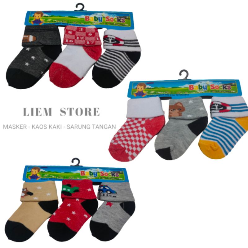 Kaos Kaki Bayi 3 in 1 Anti Slip / Kaos Kaki Baby 3 in 1antislip / Kaos Kaki Baby Newborn