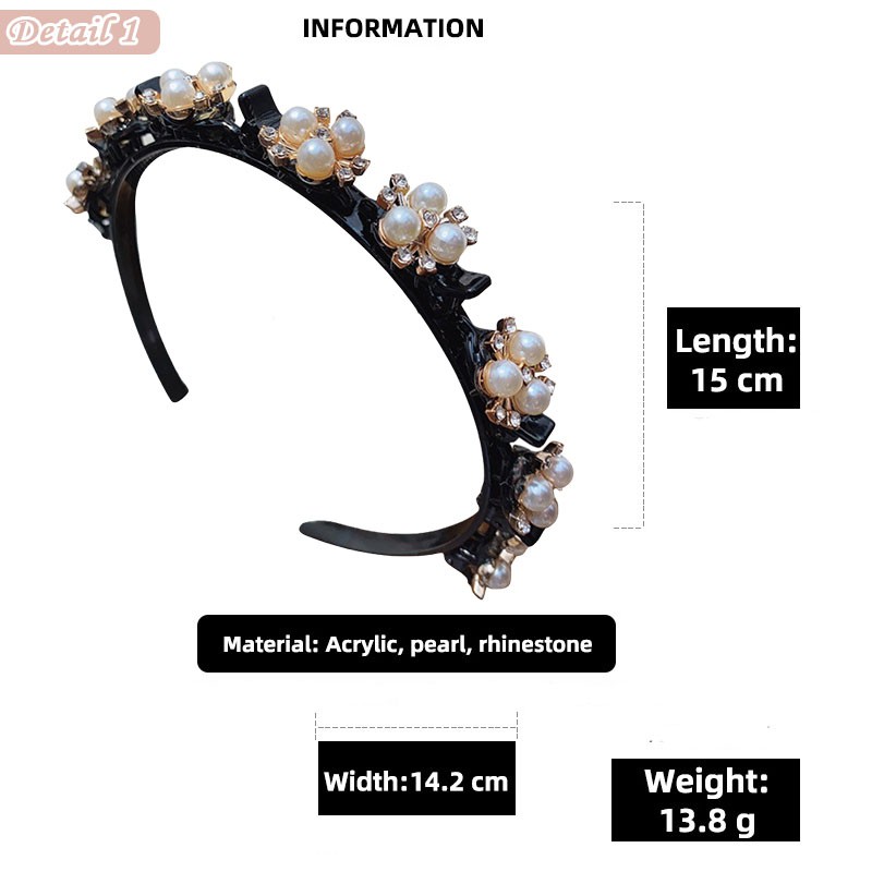 Madley HairBand Girl 2in1 Bando &amp; Jepit Rambut Pola Mutiara Fashion Korea Wanita Dewasa BND06