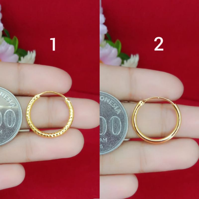 ANTING RING SEDANG KUNING YAXIYA ANTING KOLONG SEDANG DEWASA ANTING KUNING YAXIYA ANTING KADAR EMAS 