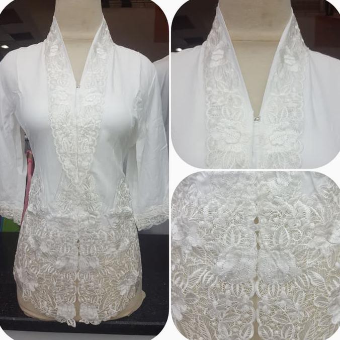 TERLARIS kebaya encim modern putih polos - Putih, S +