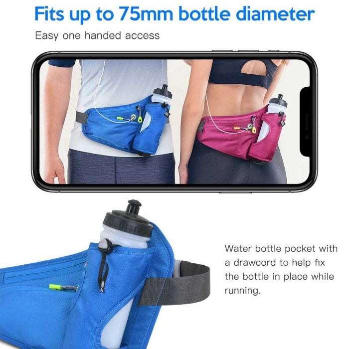 Tas Pinggang Olahraga Lari Waterproof Running Waist Bag Bottle Holder