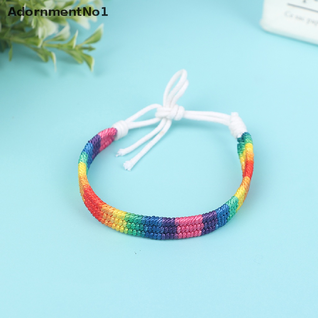 (AdornmentNo1) Lgbt Gelang Tali Anyam Handmade Warna Pelangi Untuk Pasangan / Pria / Wanita