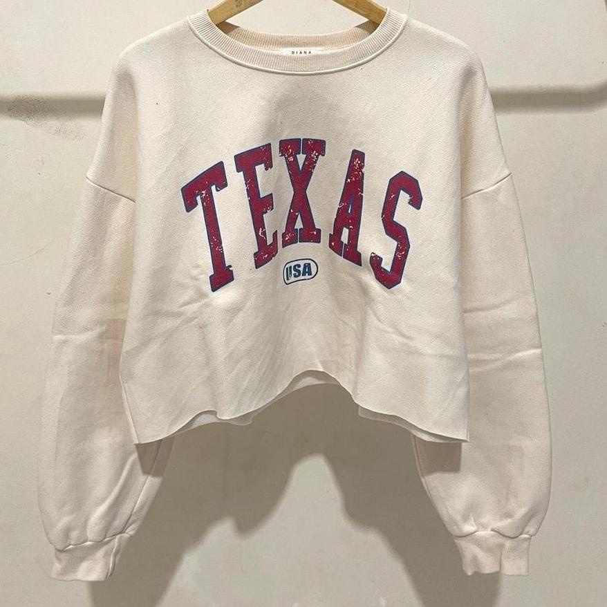 "SRI. 692" CROOPE USA TEXAS LOGO MAROON Sweater Ala Korea Crewneck Sweatshirt Croope Kpop Wanita Kek