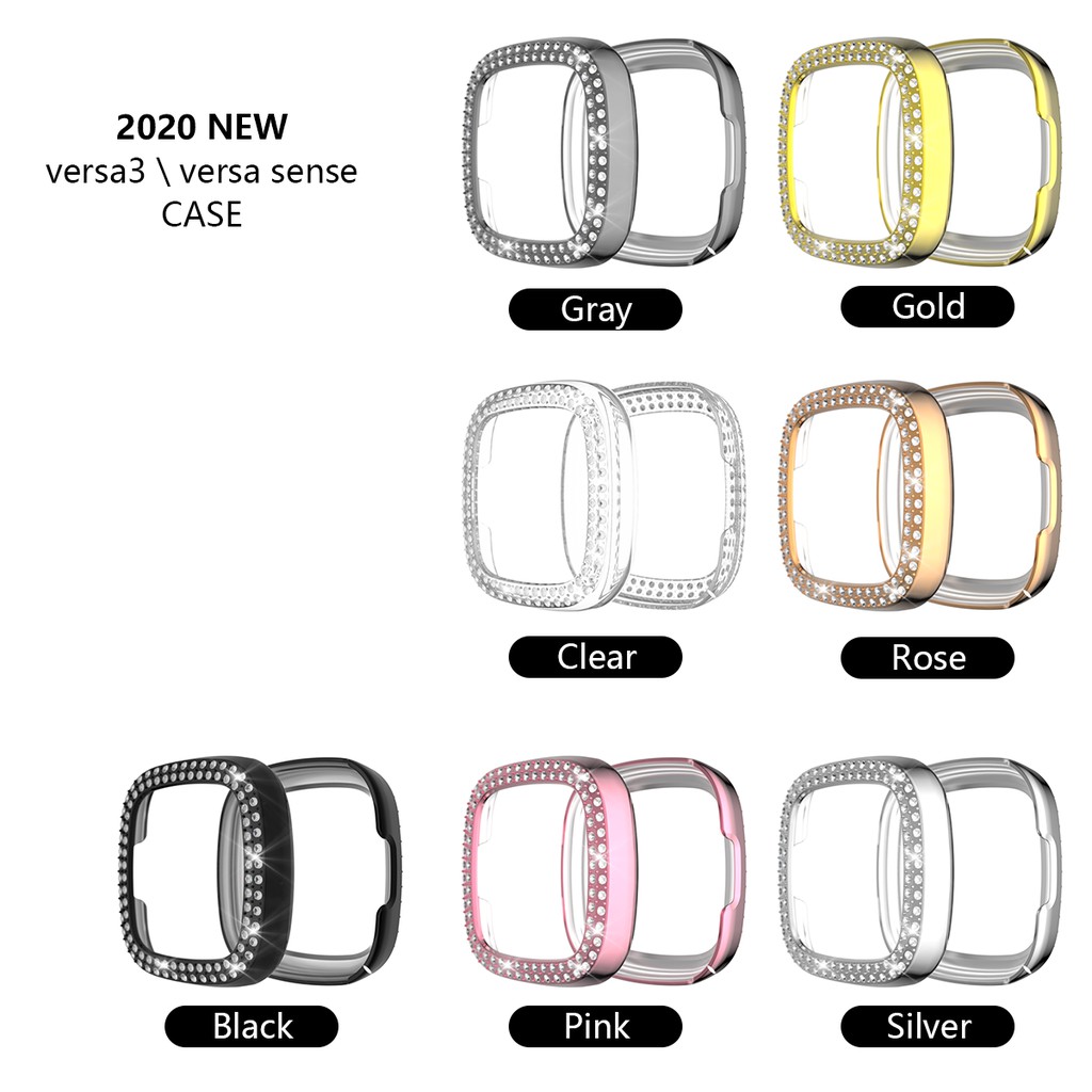 Blingbling Casing Pelindung Smartwatch Fitbit Versa 3 / Versa Sense Bumper Aksen Berlian