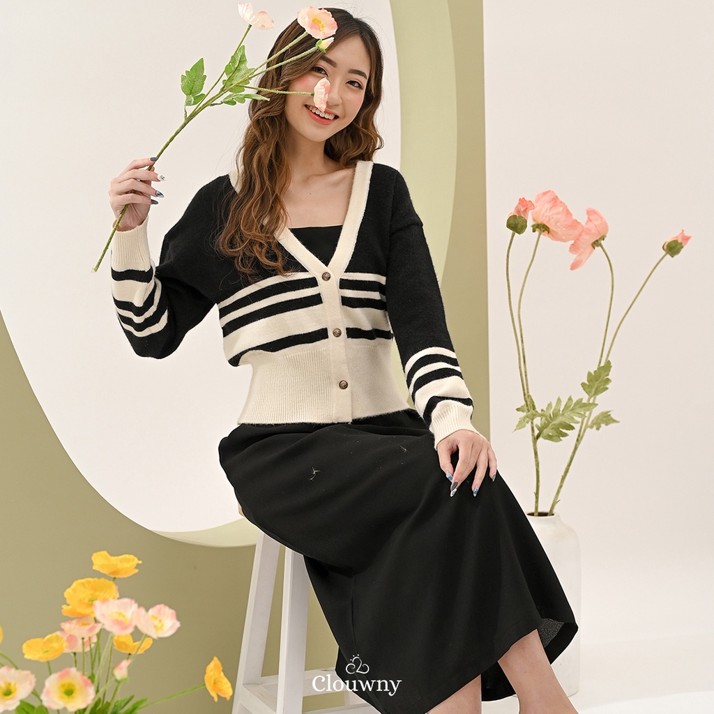 CLOUWNY - Outer Rajut Wanita Sade Button Cardigan Premium Knitt Busui Friendly-4