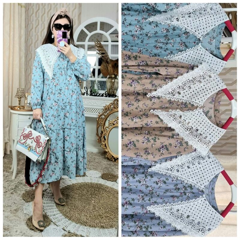 meijiwang Midi Dress Kerah korean