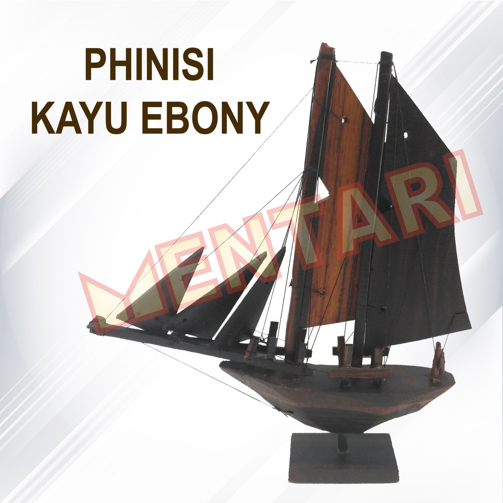 Miniatur Perahu Phinisi Kayu Hitam / Ebony Khas Makassar 15 CM