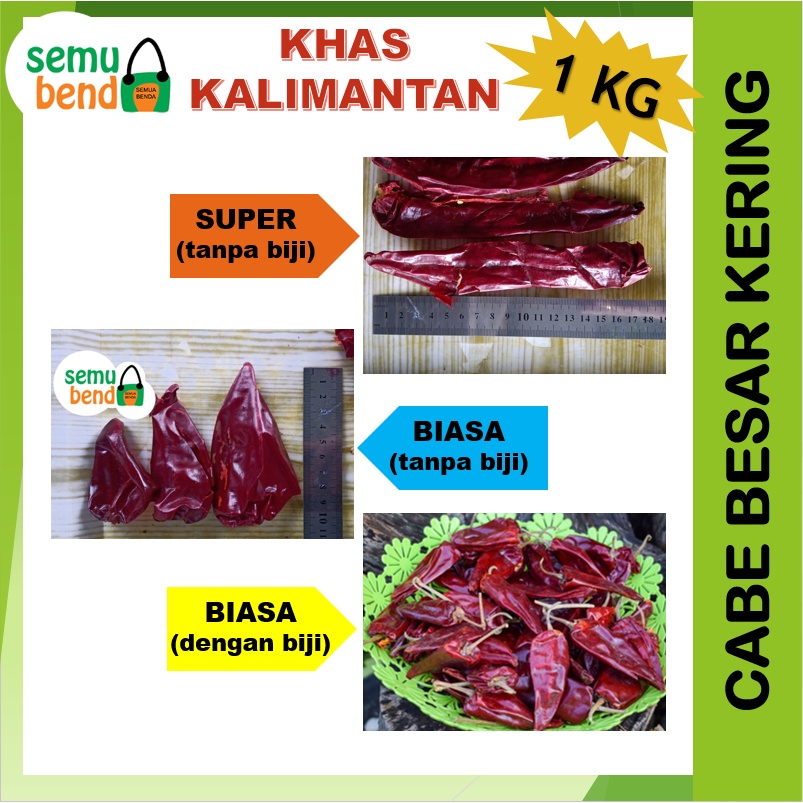Cabe Merah 1kg Besar Kering Lombok Habang Cabai Kalimantan Tidak Pedas
