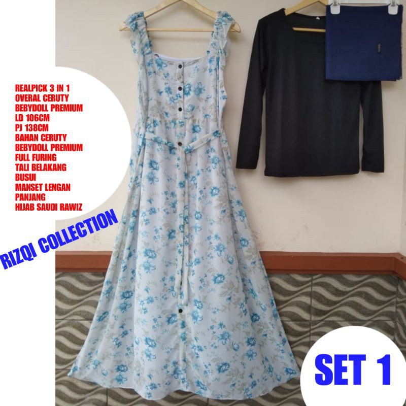 REALPICK SETELAN DRESS OVERAL CERUTY BEBYDOLL FULL FURING ORIGINAL RIZQI COLLECTION