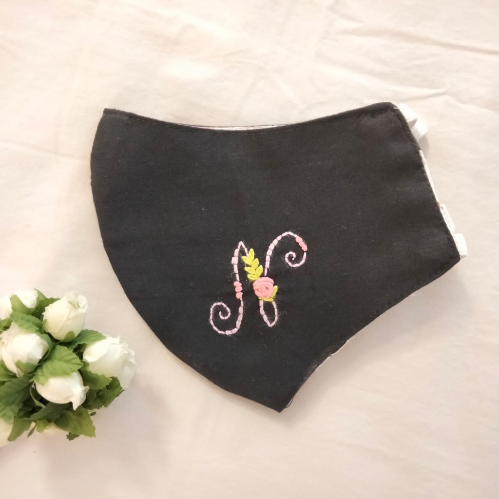 MASKER SULAM BENANG, Masker bolak balik,  masker sulam handmade, masker sulam inisial huruf