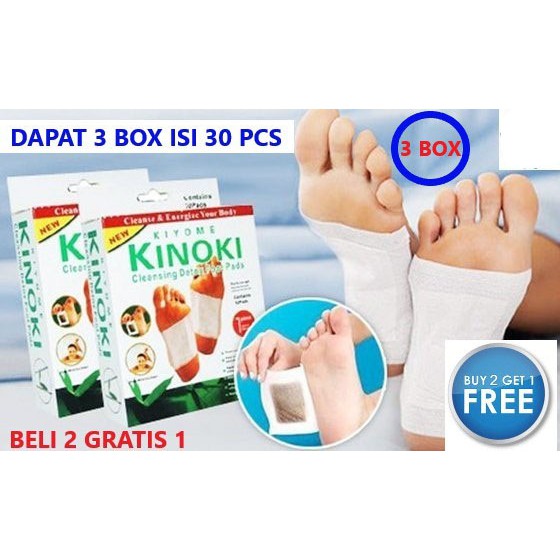 3 BOX ISI 30 PCS - Kinoki Cleansing Detox Foot Pads Buy 2 Get 1 / Koyo Kaki Penyerap Racun - Putih