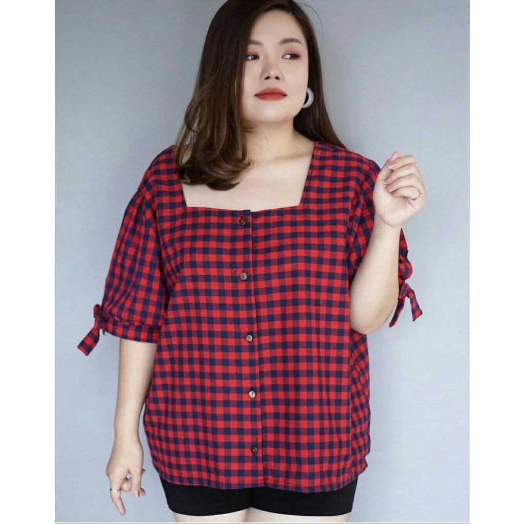 FWG - KEMEJA REICHI JUMBO / ATASAN WANITA / KEMEJA / KEMEJA KOTAK / BAJU KEMEJA WANITA KOREA