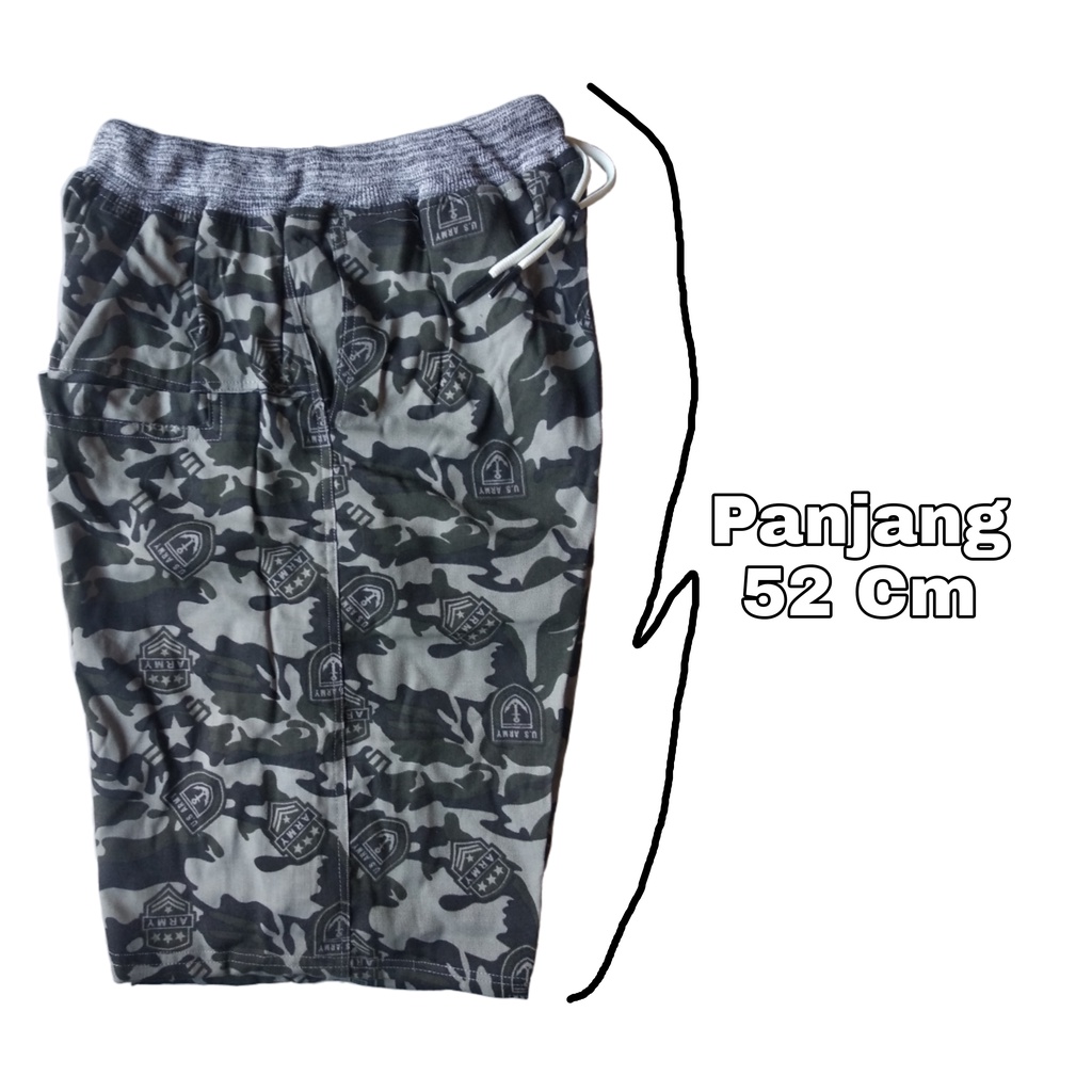 Celana Pendek Katun Motif RIP Doreng Army