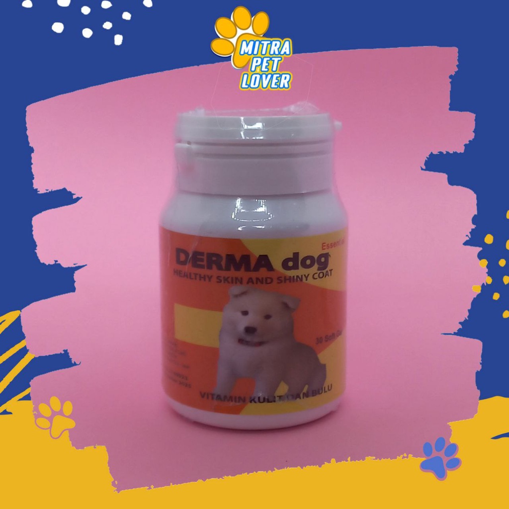 VITAMIN KULIT DAN BULU ANJING - DERMA DOG 30 PCS SOFT GEL ORIGINAL - KULIT SEHAT BULU MENGKILAP ATASI BULU RONTOK PET PUPPY DOGGY ANIMAL SUPLEMEN HEALTHCARE AND VETERINARY TAMASINDO OBAT KESEHATAN DAN VITAMIN TERNAK HEWAN BINATANG PELIHARAAN MITRAPETLOVER