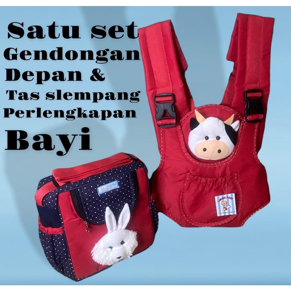 gendongan bayi depan ransel dan tas slempang kecil