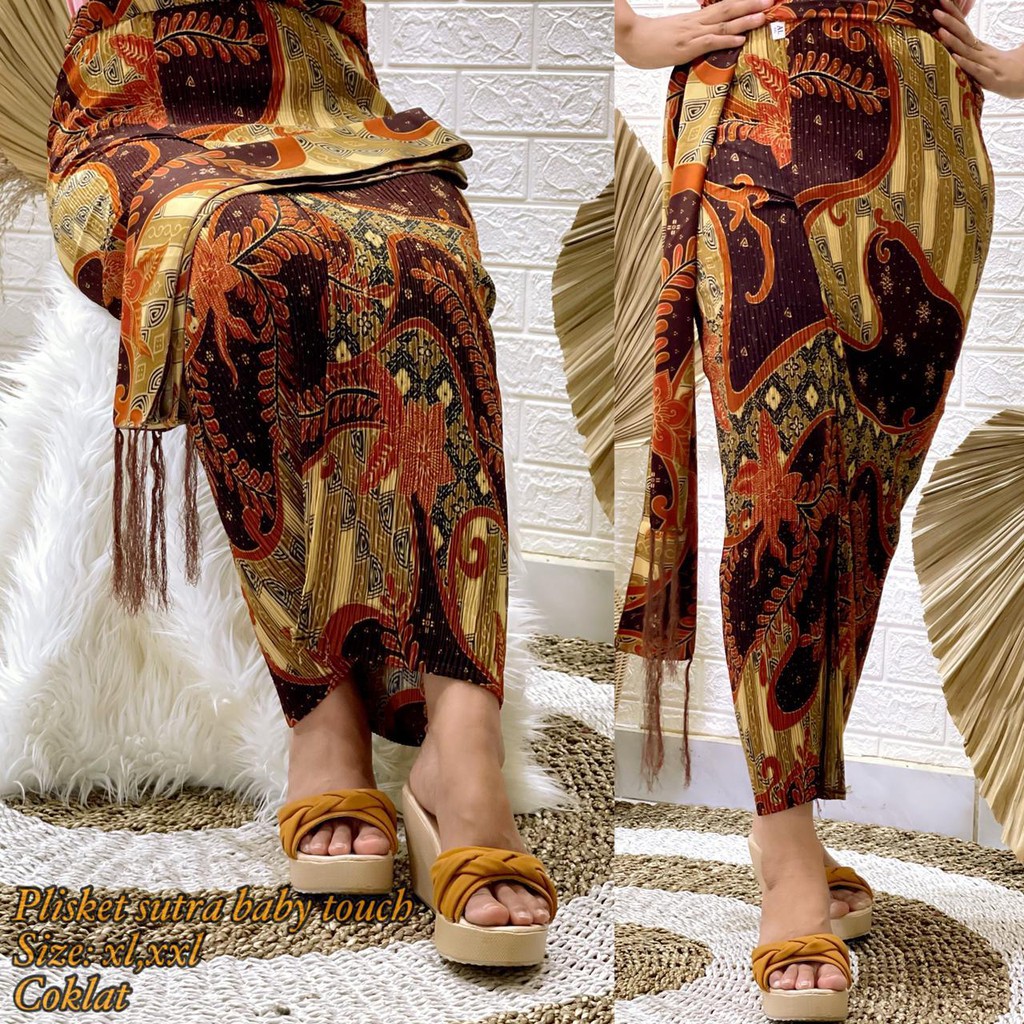 ABHA - Kamen Jadi Plisket Sutra Baby Touch / Rok Jadi / Kamen Bali