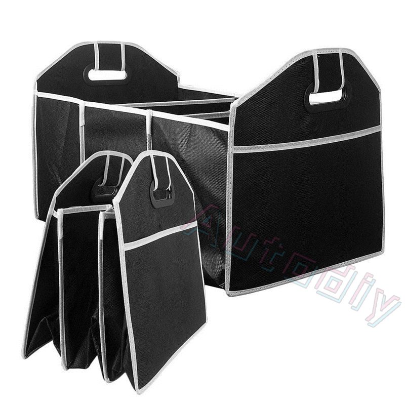 Hot Car Boot Storage Black Folding Trunk Organizer Box Extra Large Collapsible Organizer Dengan 3kompartemen Organizer Jok Mobil Rumah Aksesoris Mobil Interior