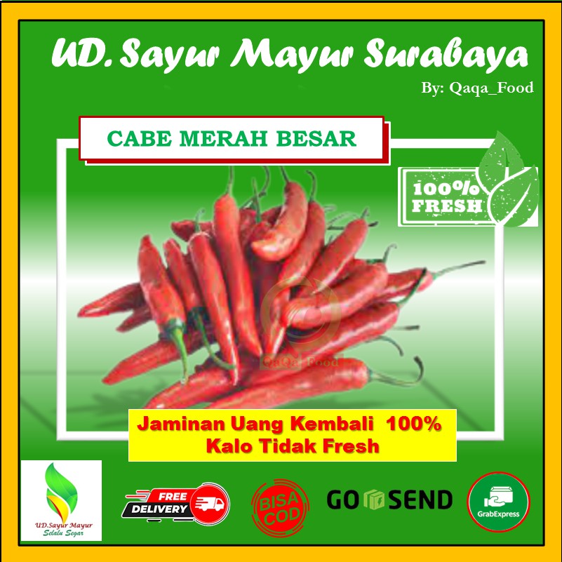 

CABE Lombok merah Besar Segar fresh sayur sayuran Segar Murah Berkwalitas 250 Gram - UD009