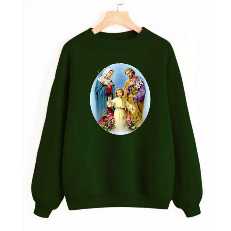 Sweater Gambar Tuhan Yesus-Bunda Maria-Ayah Yusuf/ Distro Lengan Panjang XL